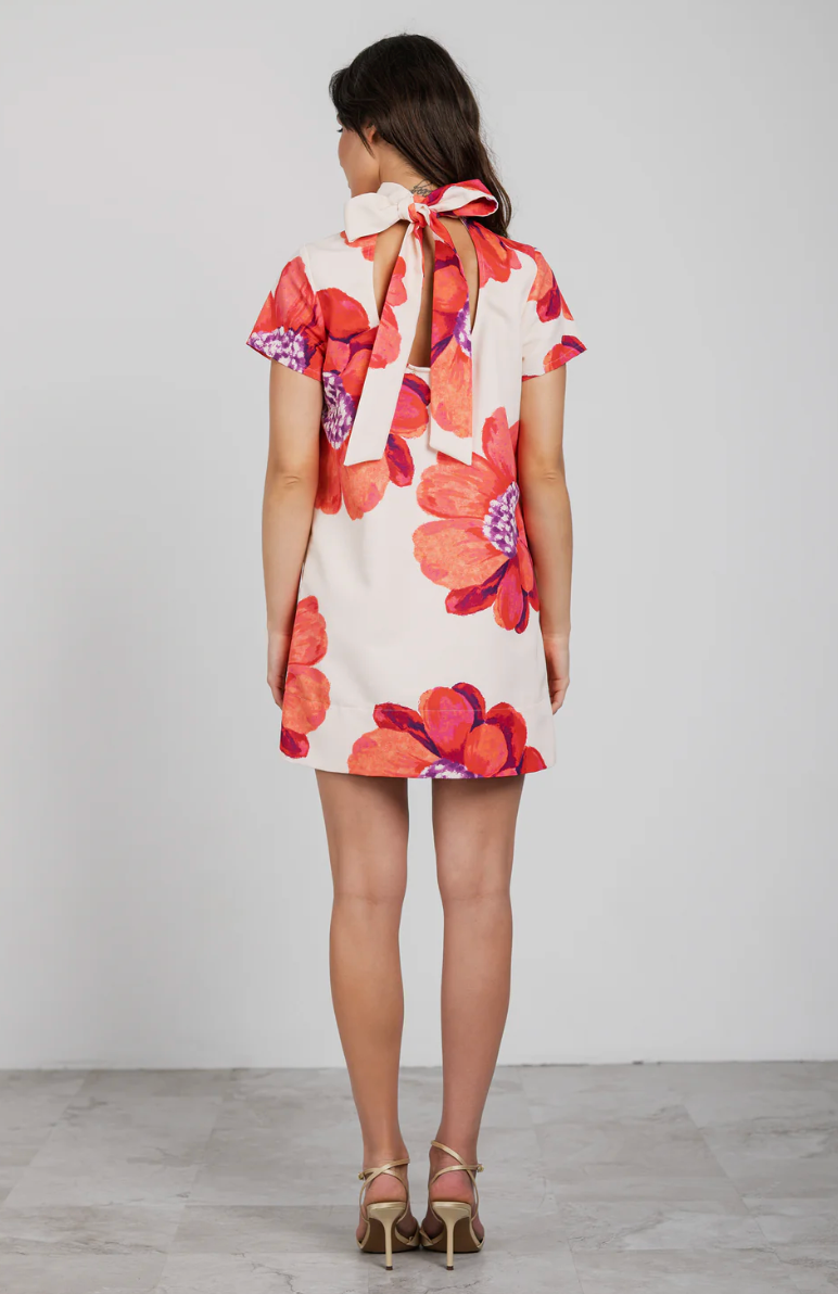 Rory Dress in Butter/Coral