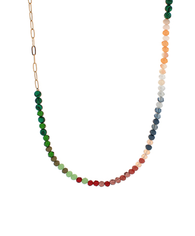 Mix Beads & Stone Chain Necklace