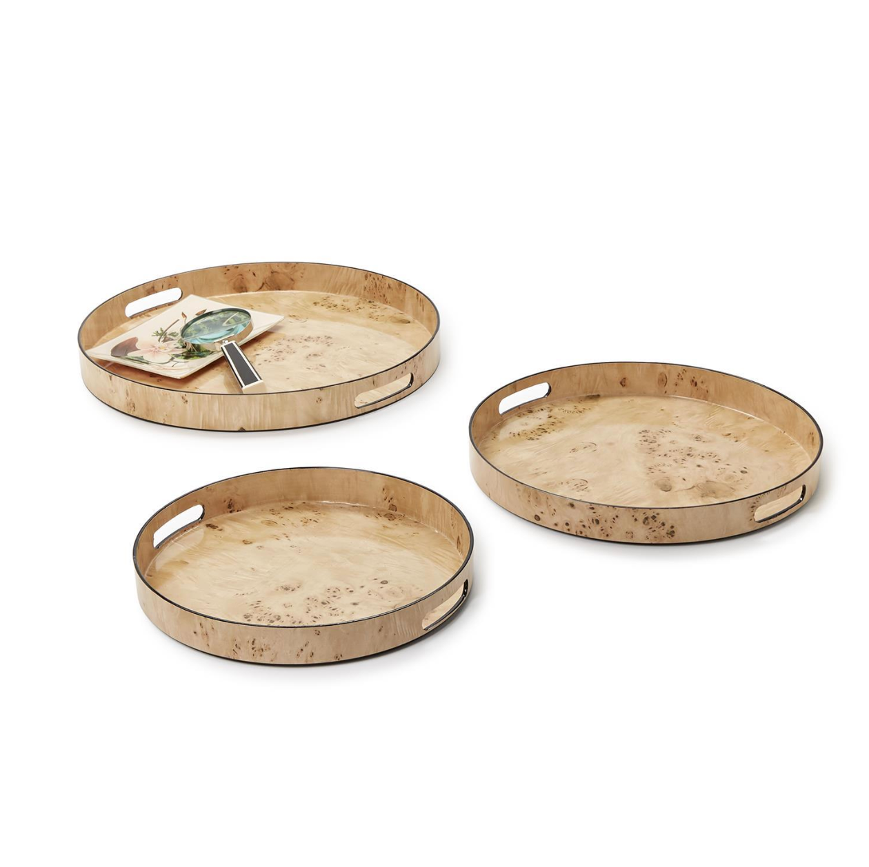 Burled Wood Pattern Round Tray