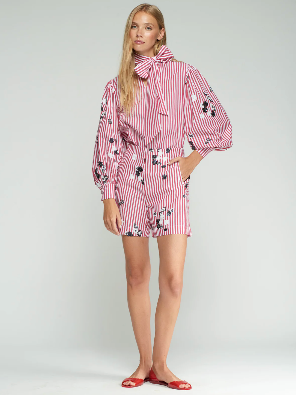 Stripe Flower Shorts