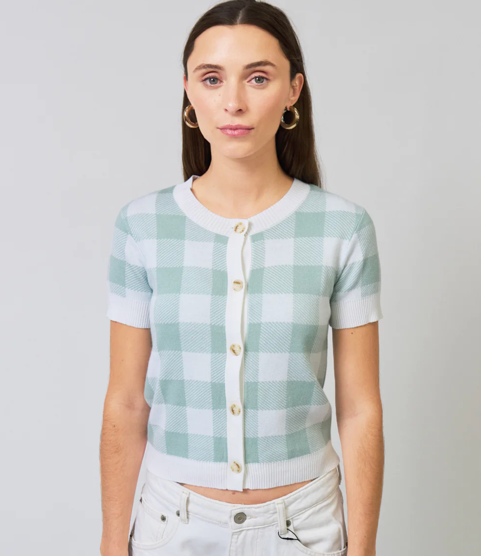 Lauren Gingham Jaquard Cardigan