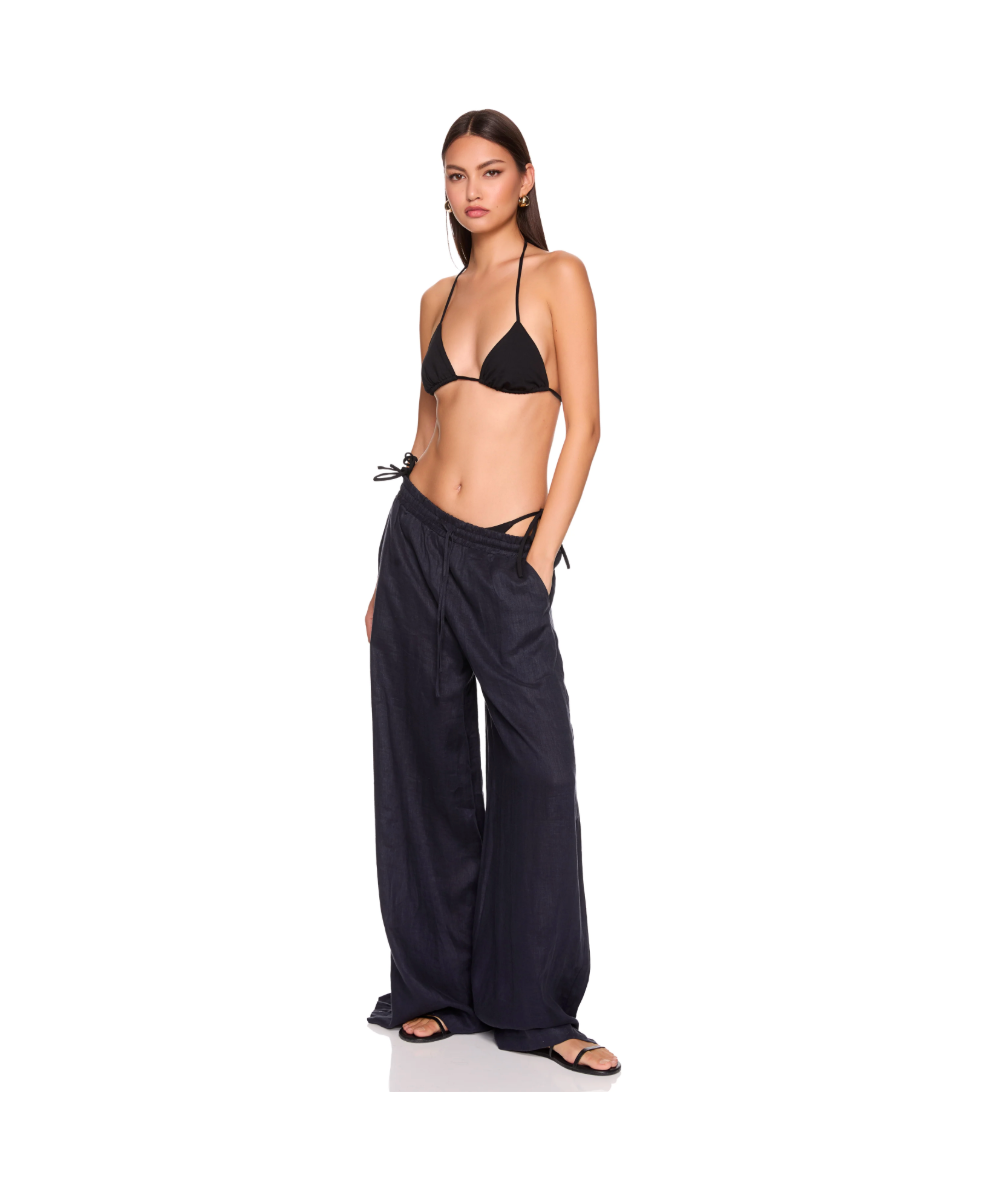 Solid Linen Wide Leg Pants
