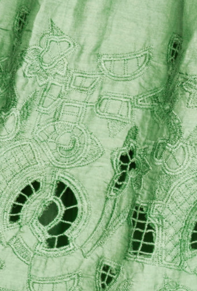 Monaco Dress in Mint Embroidered Deco