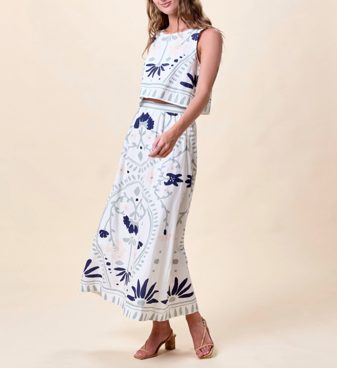 Juliet Ankle Skirt in Liliana Blue Surf