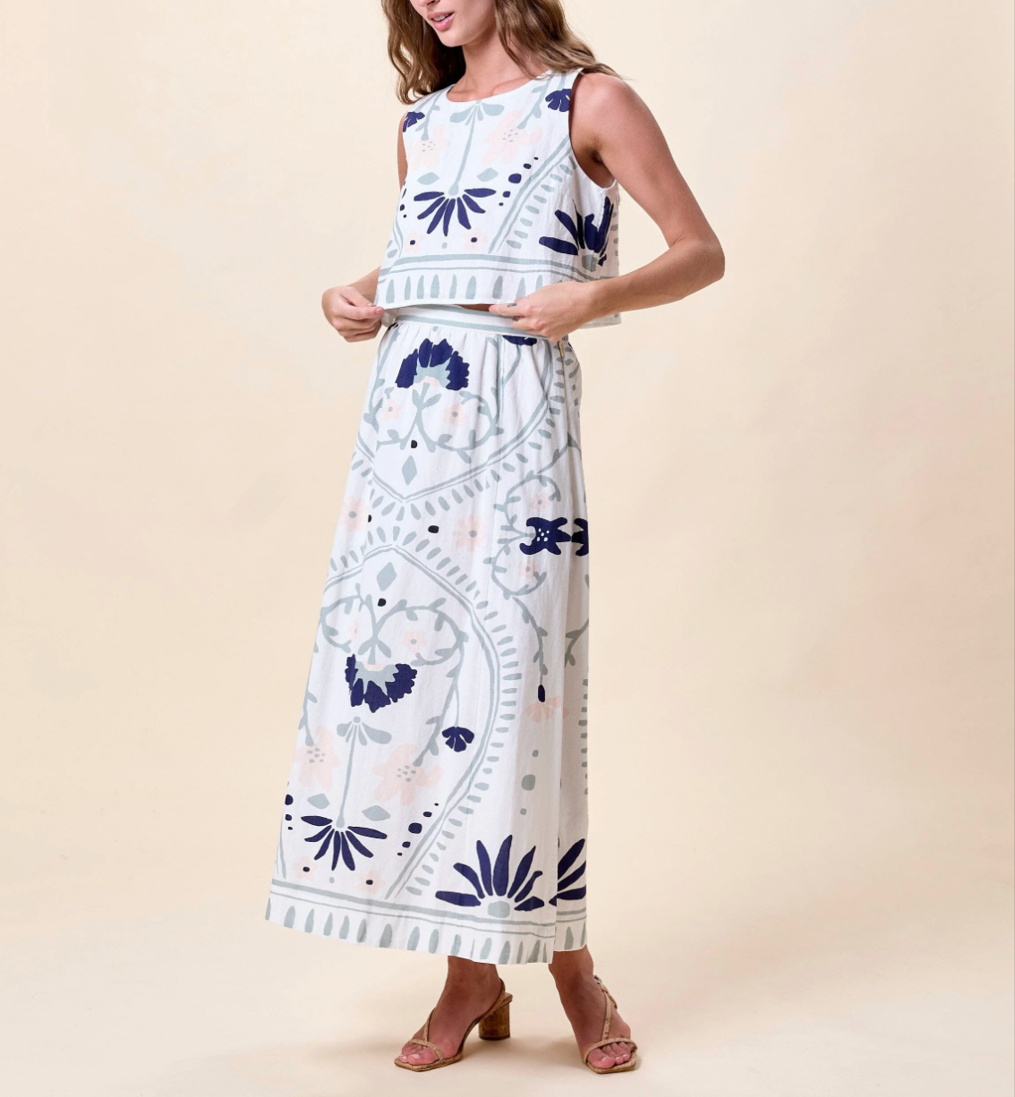 Juliet Ankle Skirt in Liliana Blue Surf