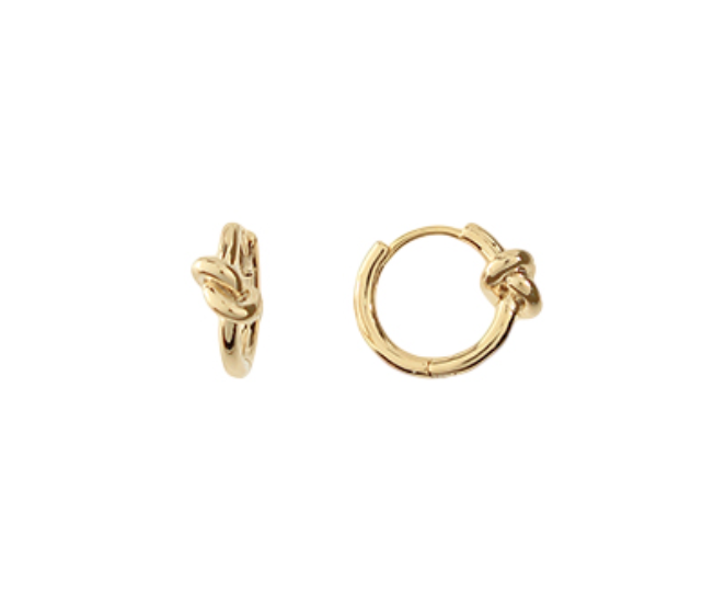 Knot Brass Huggie Hoops
