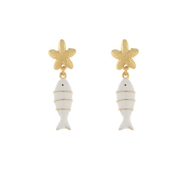 Color Coated Fish & Starfish Earrings