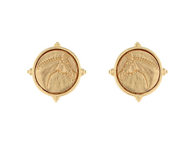 Gold Horse Head Coin Earrings