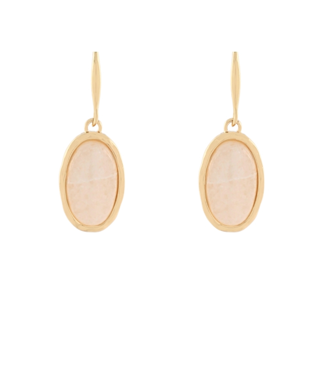 Ivory Oval Marble Stone Earrings
