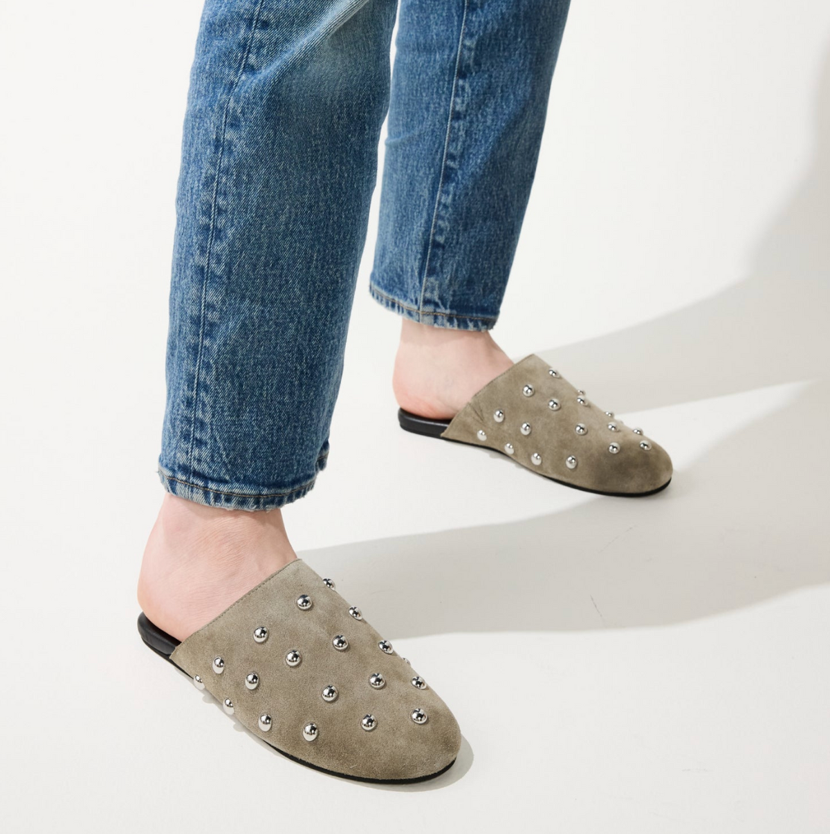 Zoe Mule in Taupe Suede