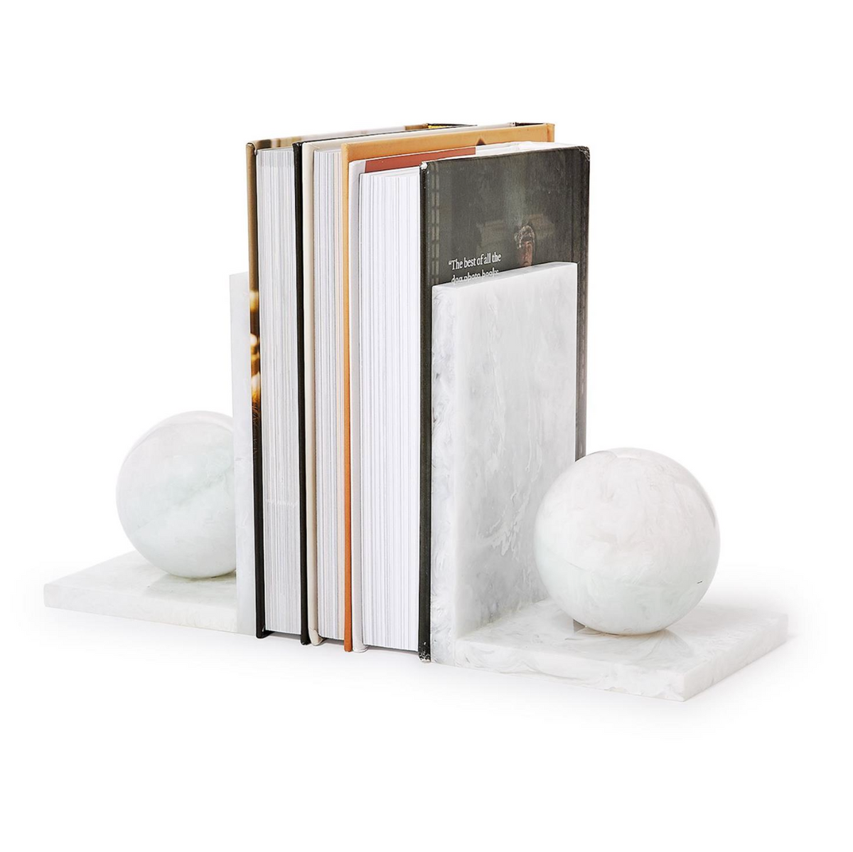 White Marblized Bookends