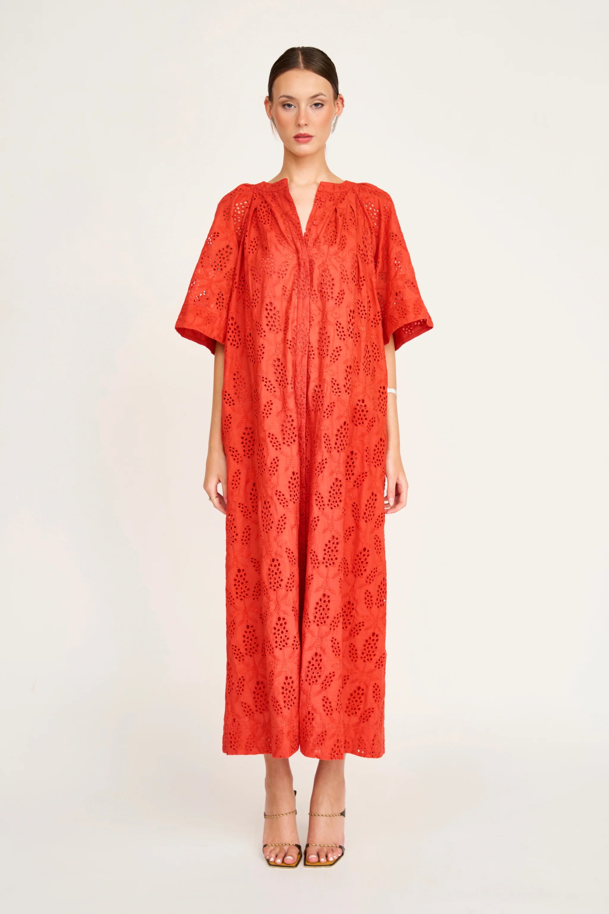 Somerset Dress in Chili Hyacinth Eyelet