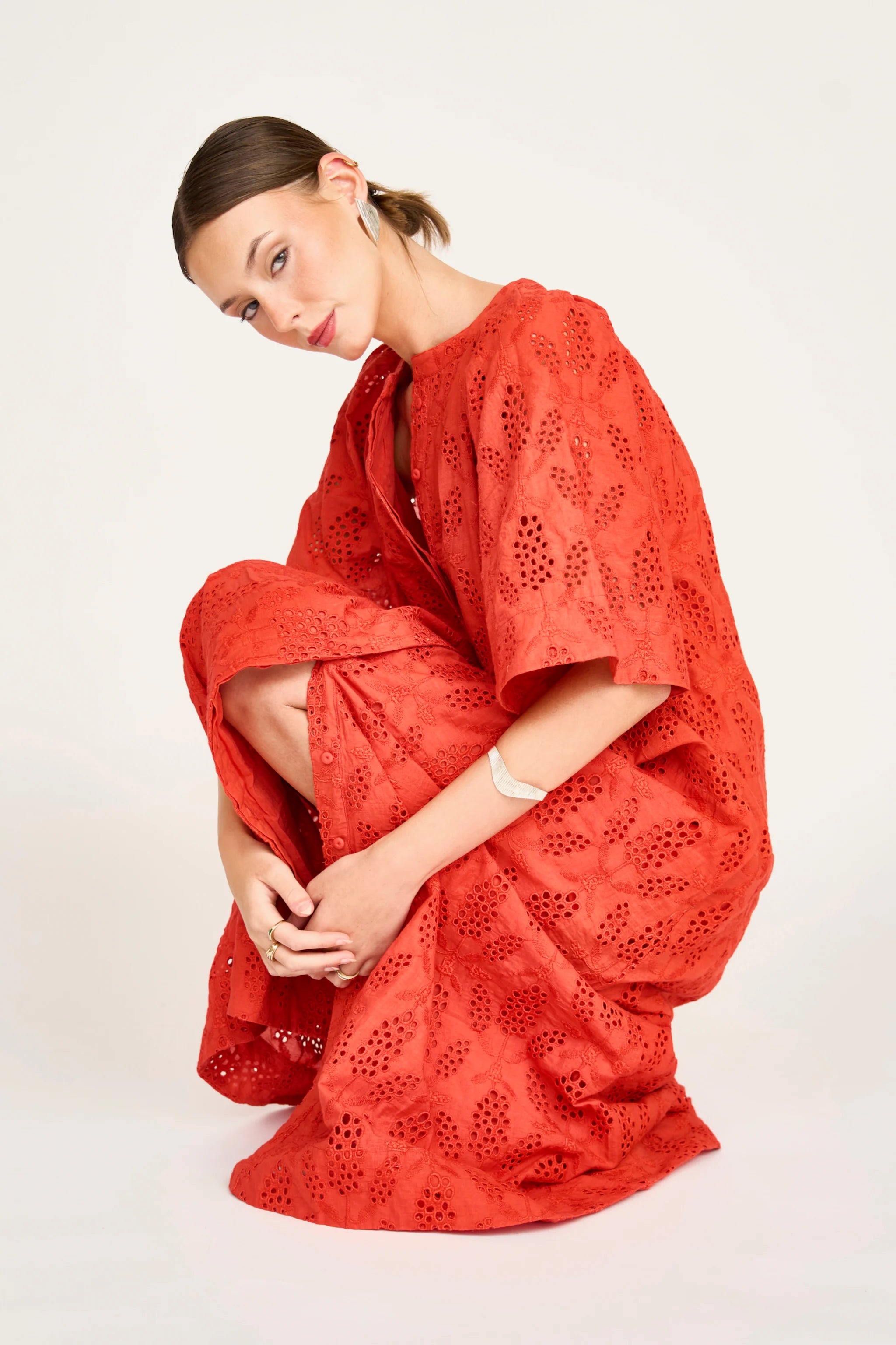 Somerset Dress in Chili Hyacinth Eyelet