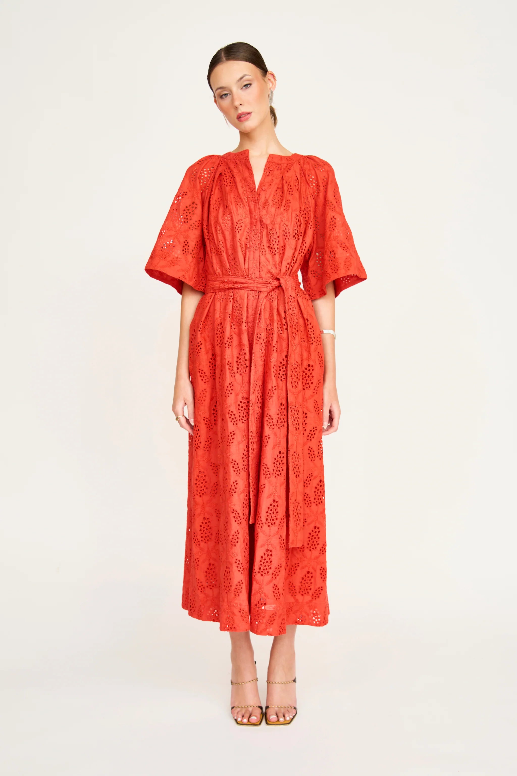Somerset Dress in Chili Hyacinth Eyelet