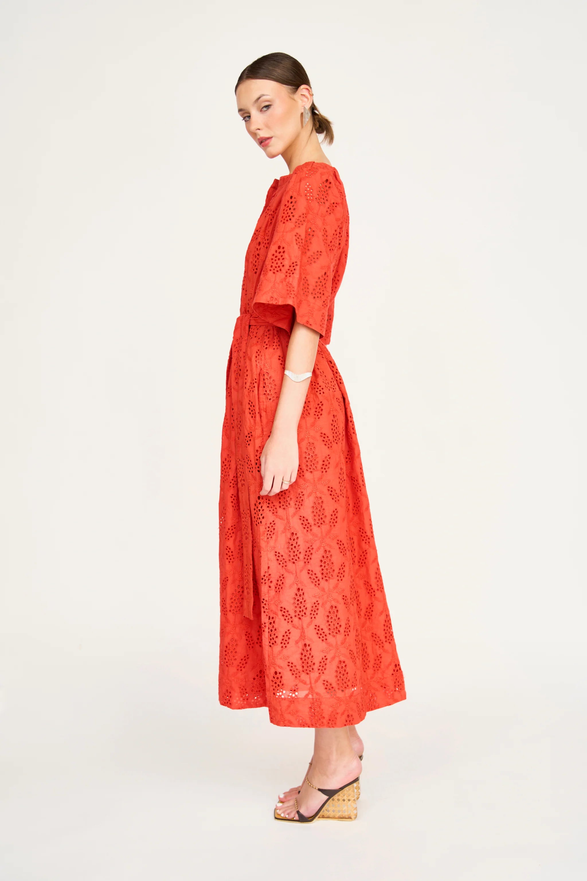Somerset Dress in Chili Hyacinth Eyelet