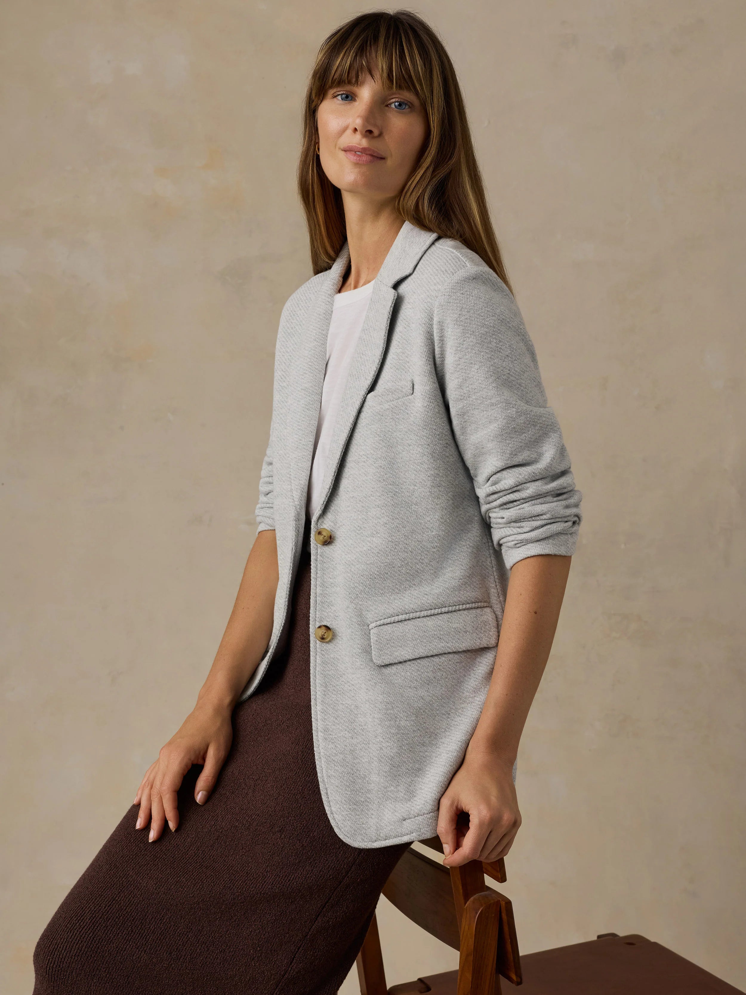Inlet Knit Blazer-Heather Gray