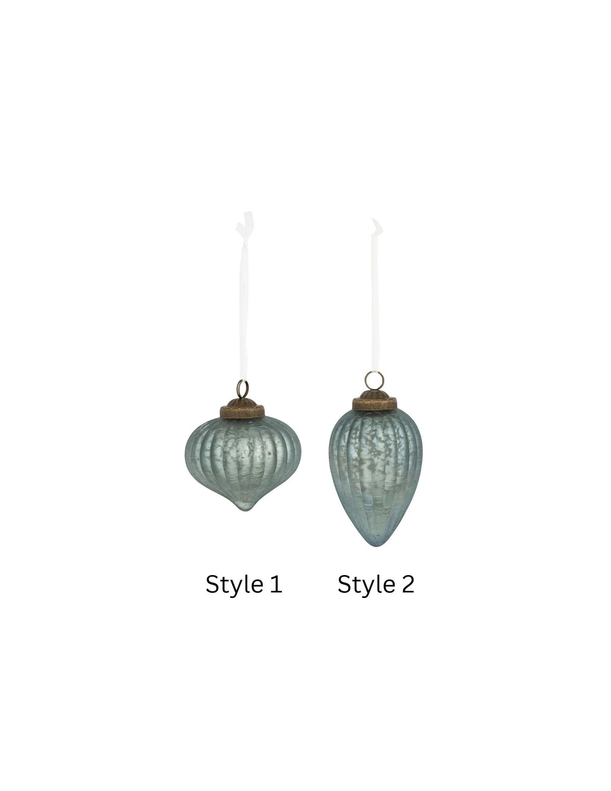Antique Blue Striated Glass Drop Ornament