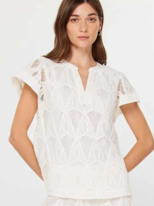 Lace Flutter Sleeve Blouse