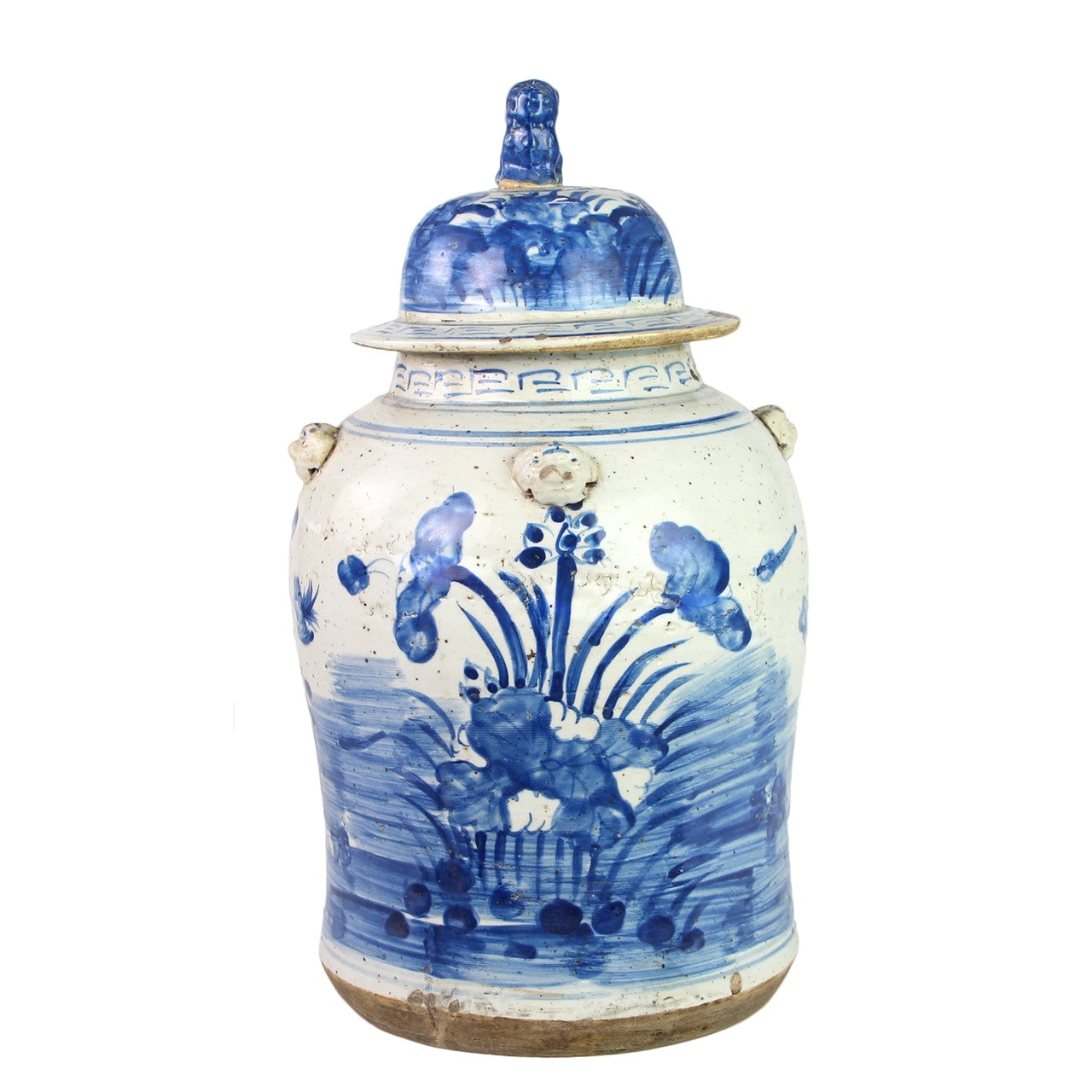 Vintage Temple Jar Plum Lily Pad Motif