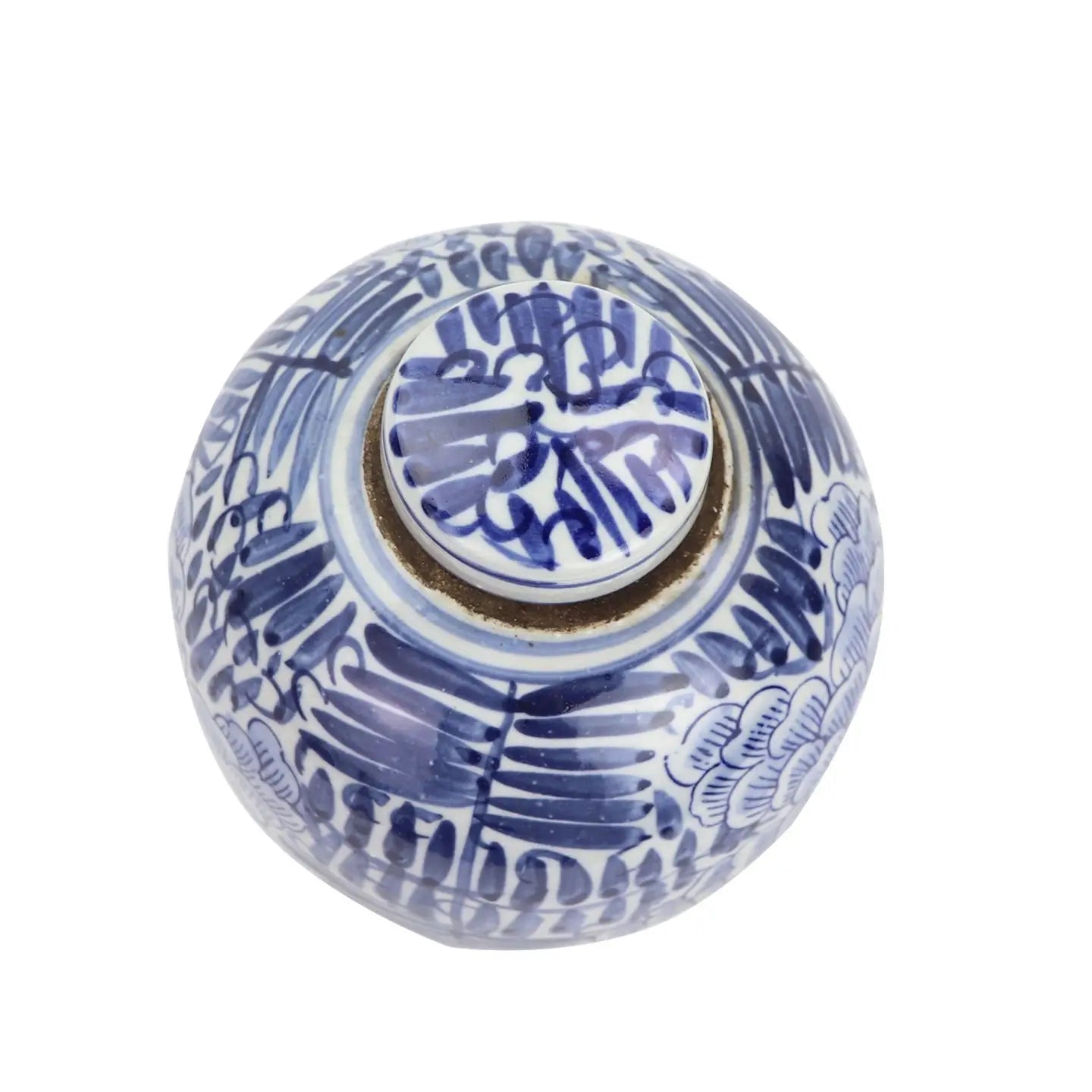 Blue and White Tiny Lid Mini Jar Blooming Flower