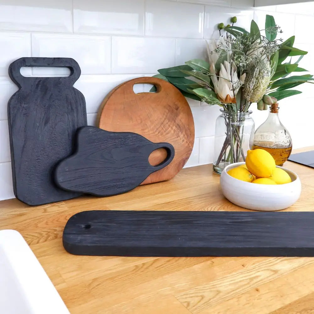 Nordic Style Teak Charcoal Charcuterie/Cutting Board