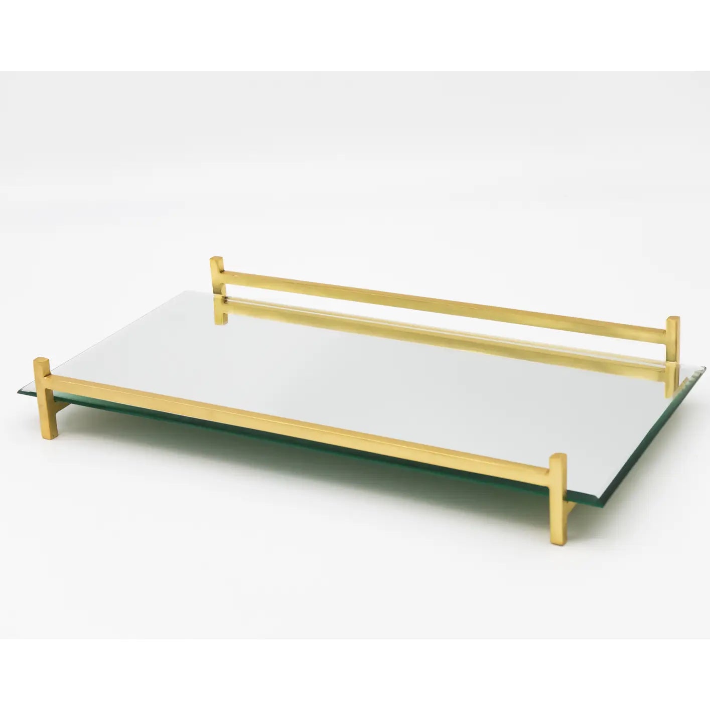 Gold Square Wire Mirror Tray