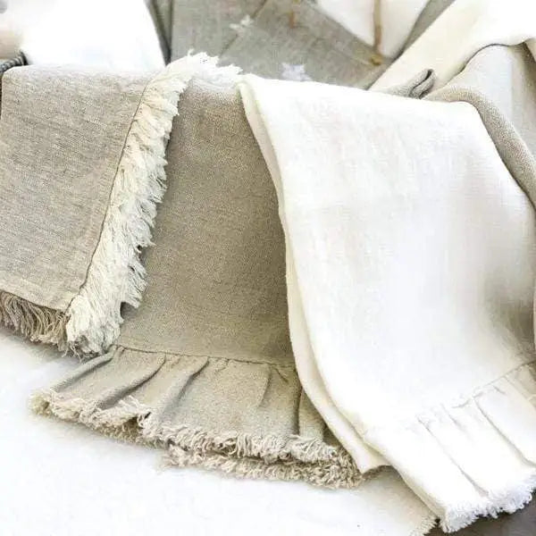 Provence Tumbled Linen Towel in Off White