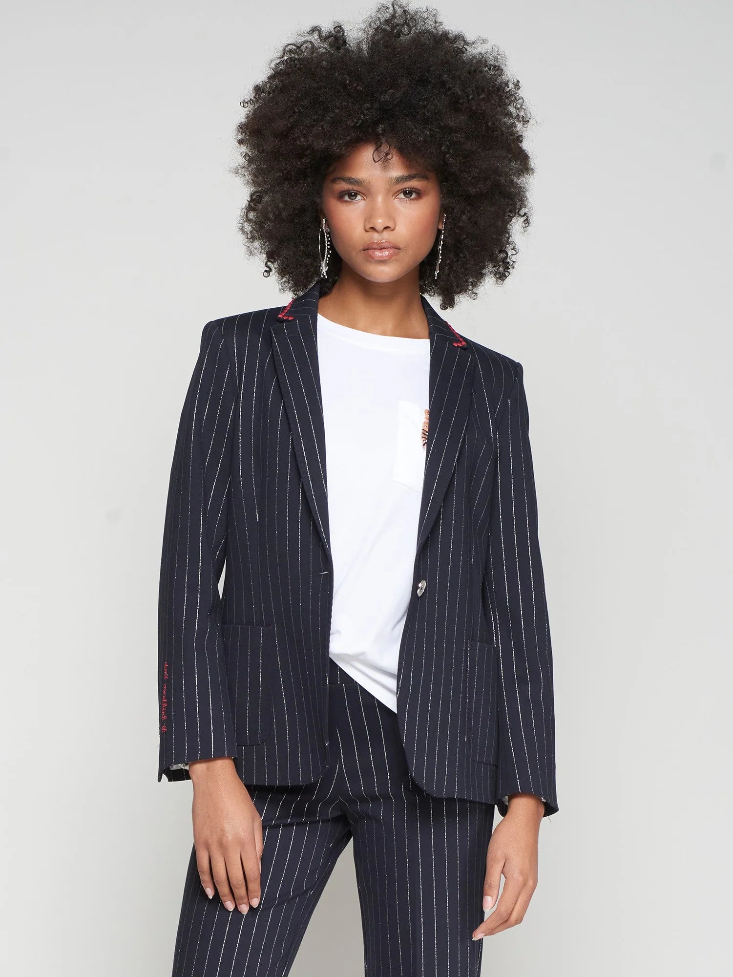 Vilagallo Harlow Navy Pinstripe Blazer