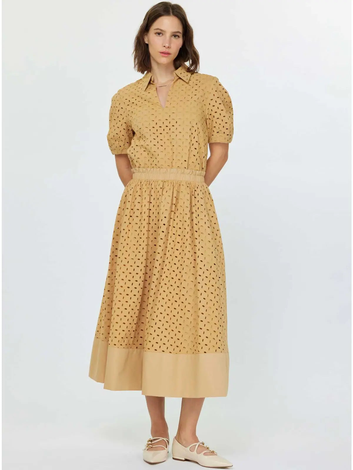 Eyelet Midi Skirt