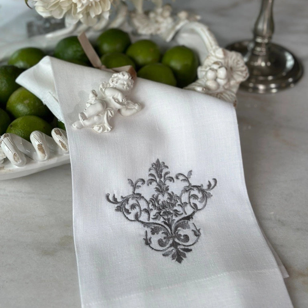 Victorian Linen Towel in Gray