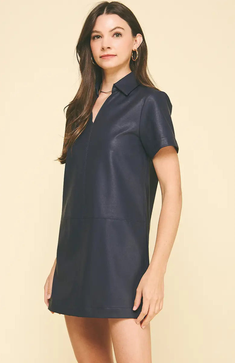 Leather Tunic Mini Dress