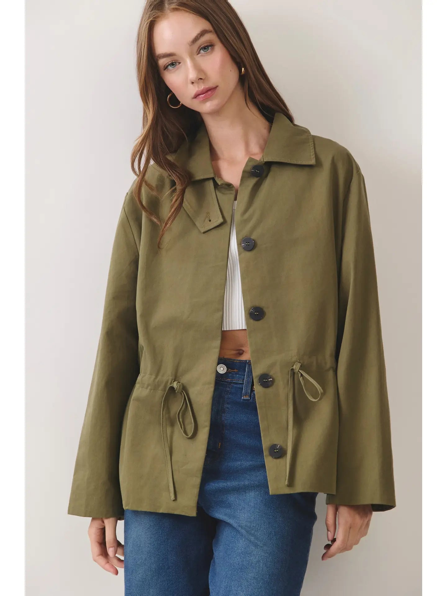 Drawstring Waist Utility Jacket