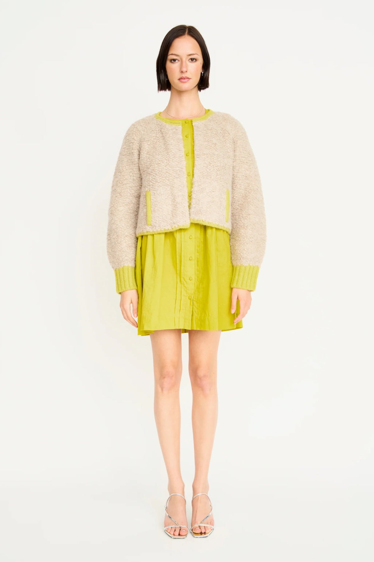 Fargo Knit Jacket in Sand/Lemongrass