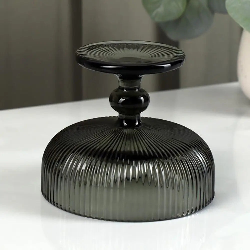 Smokey Gray Glass Dessert/Ice Cream Bowl with Lines