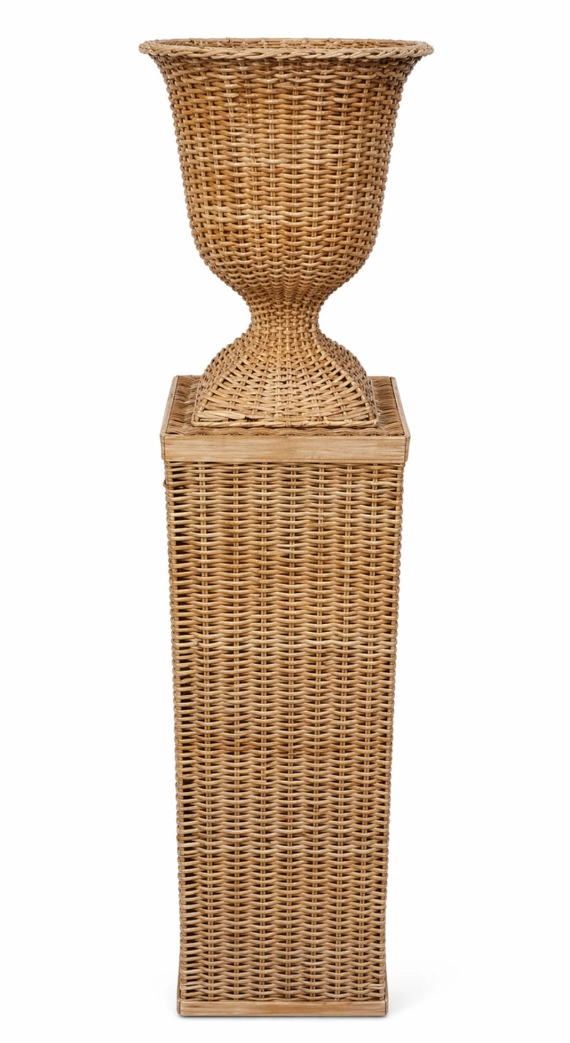 Square Wicker Urn and Pedestal