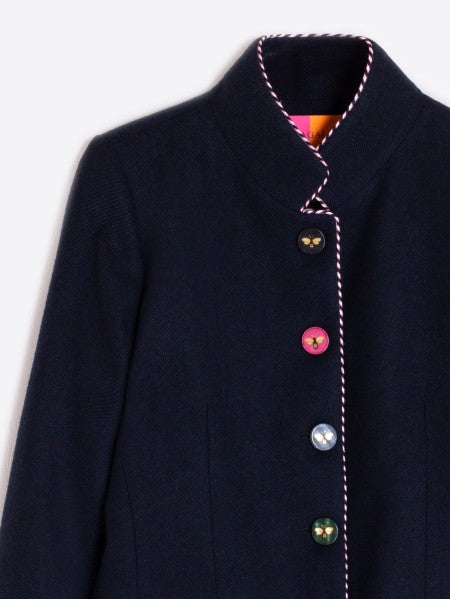 Vilagallo Dori Navy Piped Pink Blazer