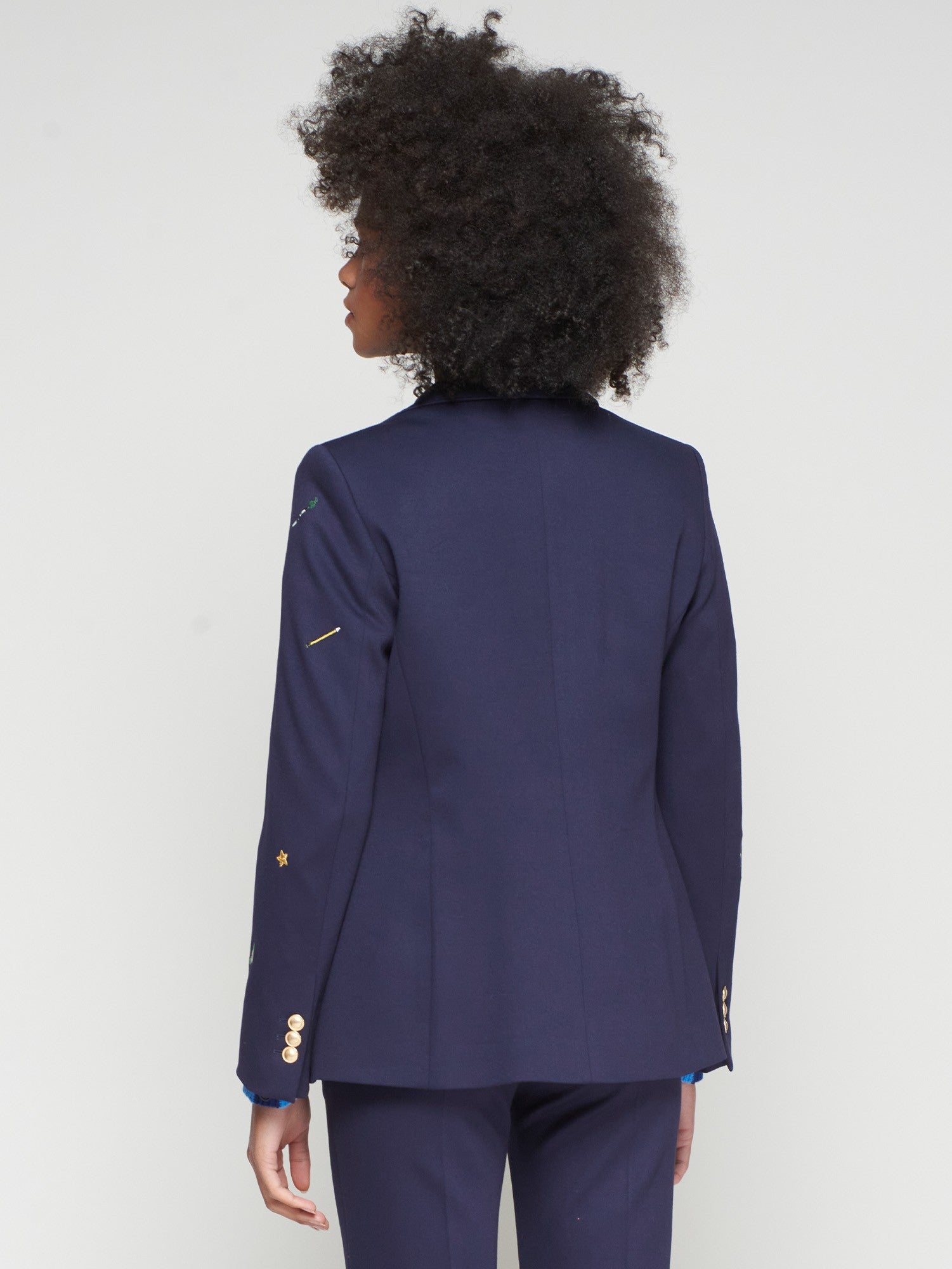 Vilagallo Navy Blazer Mini Embroidereries