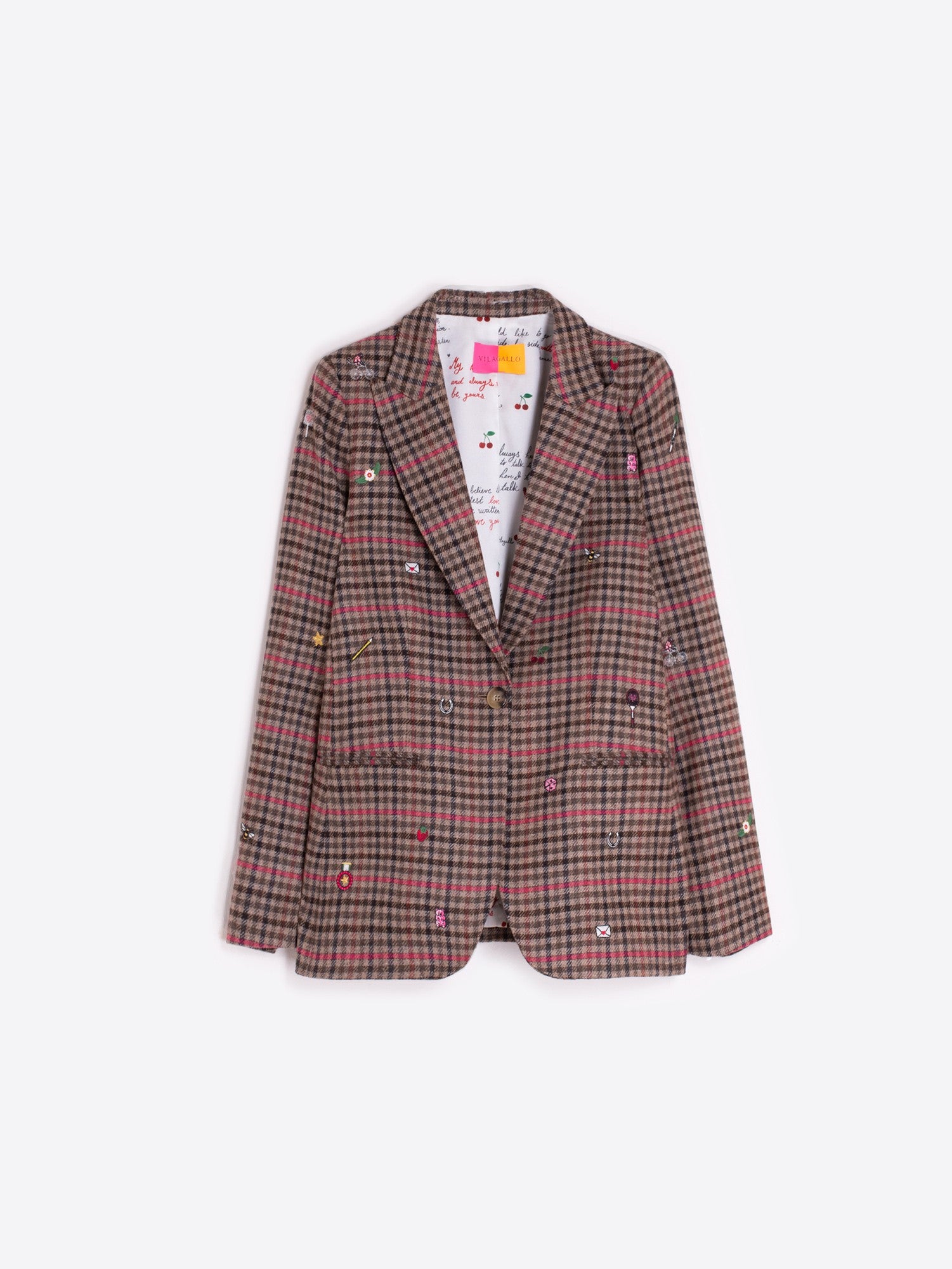 Vilagallo Houndstooth Jacket with Mini Embroideries