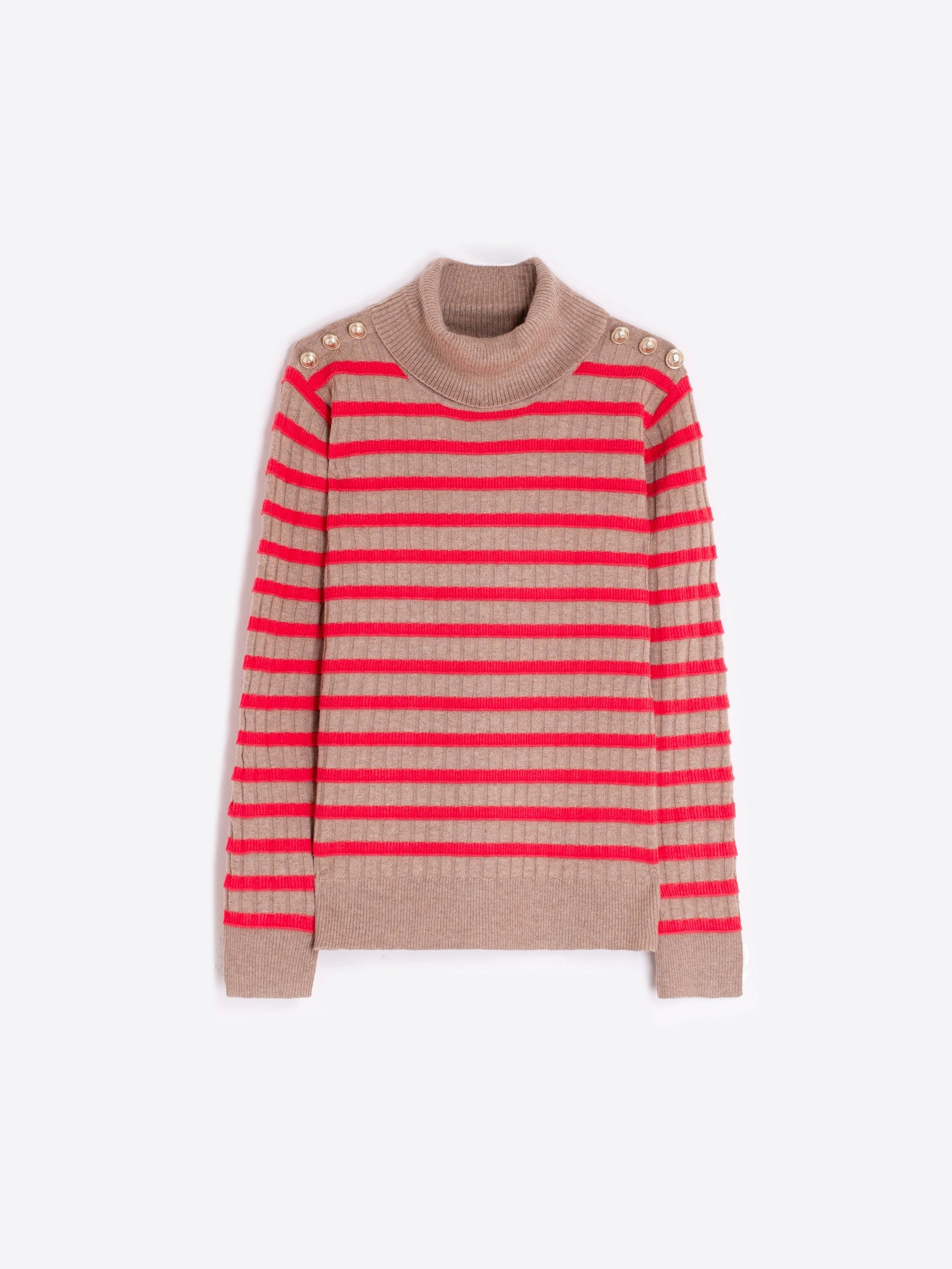 Vilagallo Button Shoulder Turtleneck