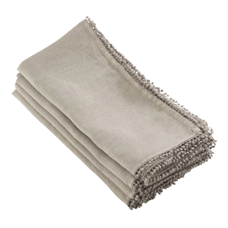 Pom-Pom Border Linen Napkins