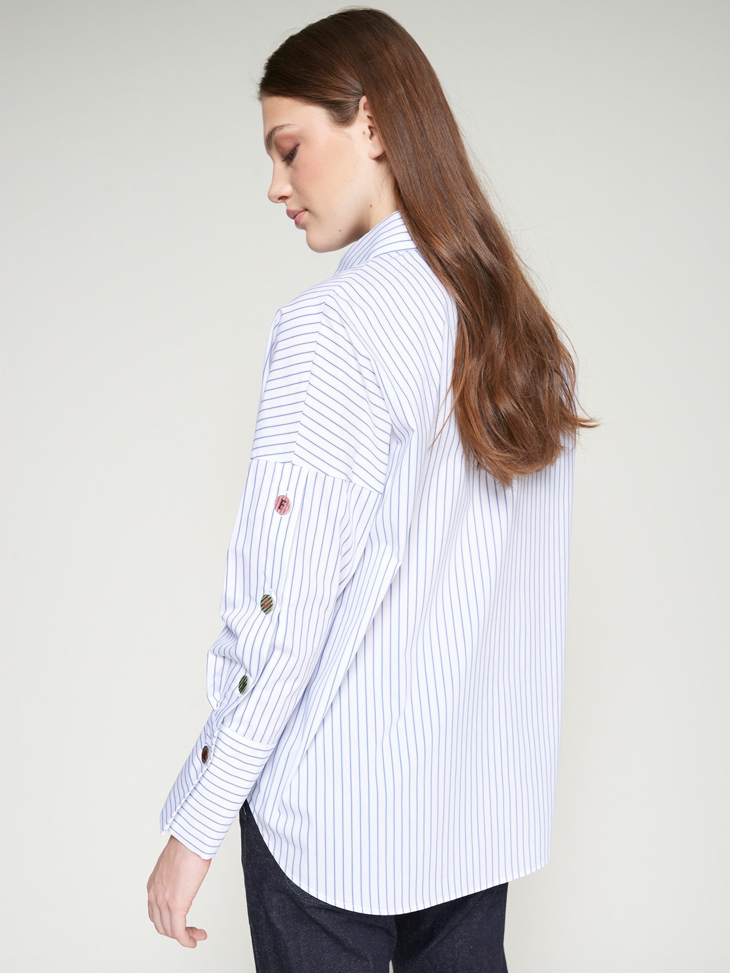 Vilagallo Mikaela Pinstripe Button Down Shirt