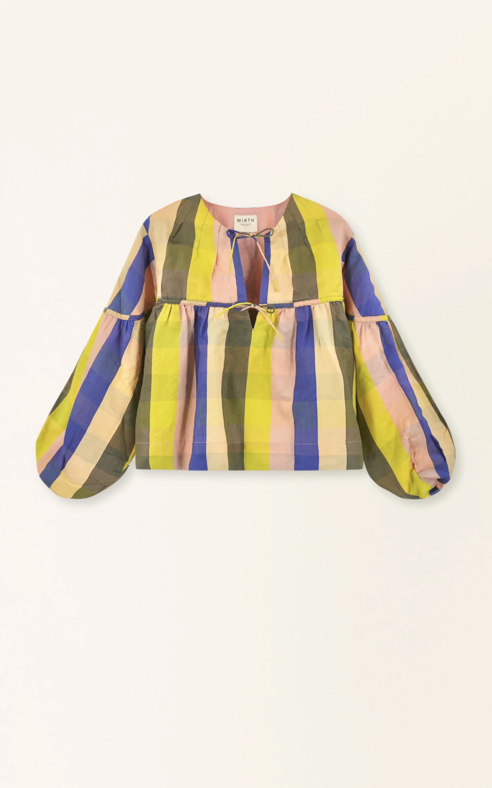 Silvertone Blouse in Citron Plaid