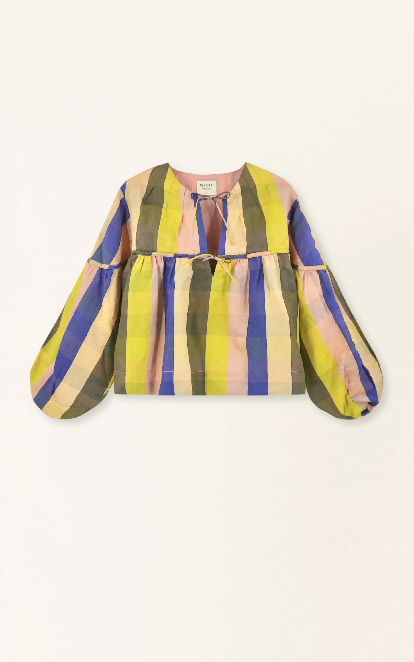 Silvertone Blouse in Citron Plaid