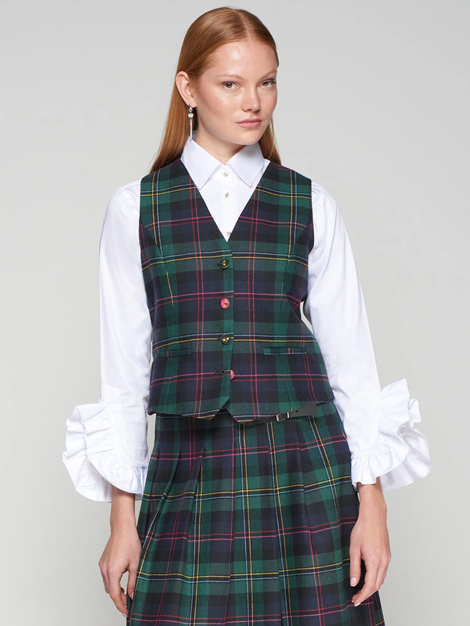Vilagallo White Ruffle Cuff Shirt