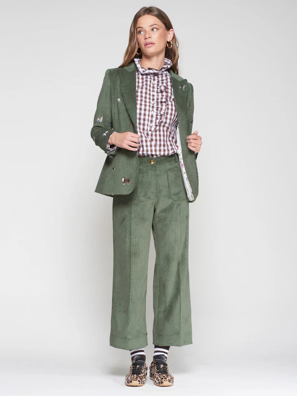 Vilagallo Embroidered Dog Corduroy Blazer