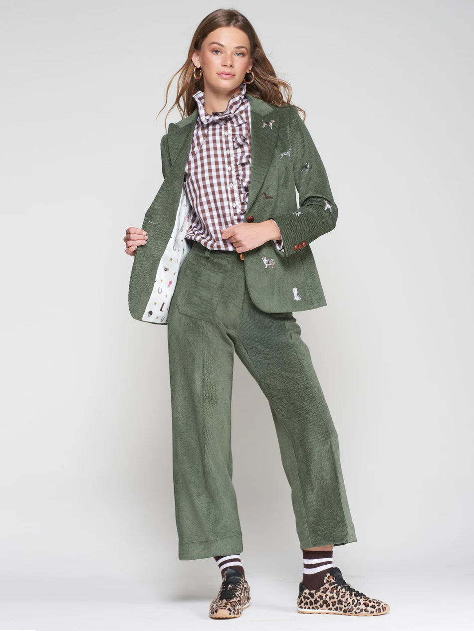 Vilagallo Embroidered Dog Corduroy Blazer