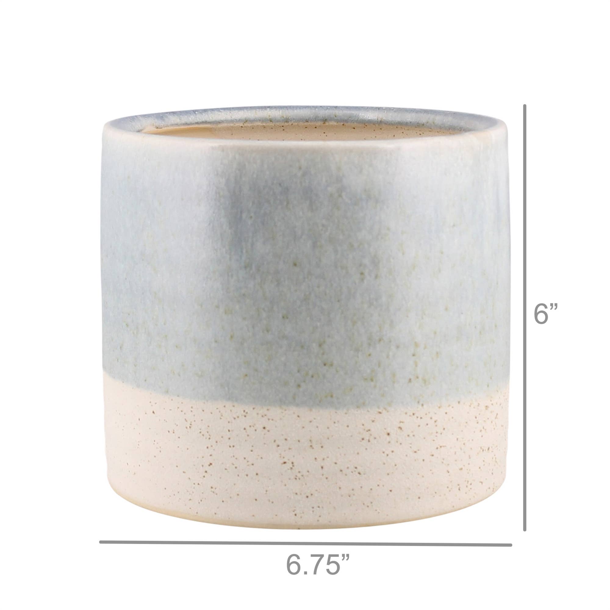 Isle Cachepot in Light Blue with White Border