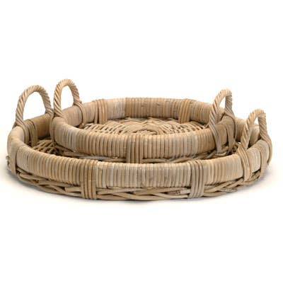 Roll Rim Round Rattan Tray