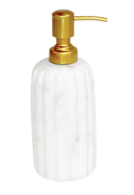White Marble Soap Dispenser with Grooving Sides