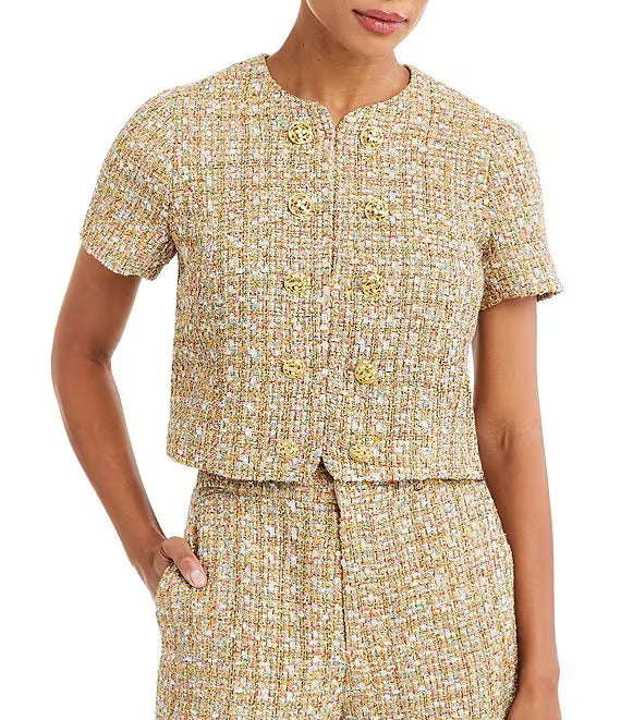 Tessa Cropped Tweed Top